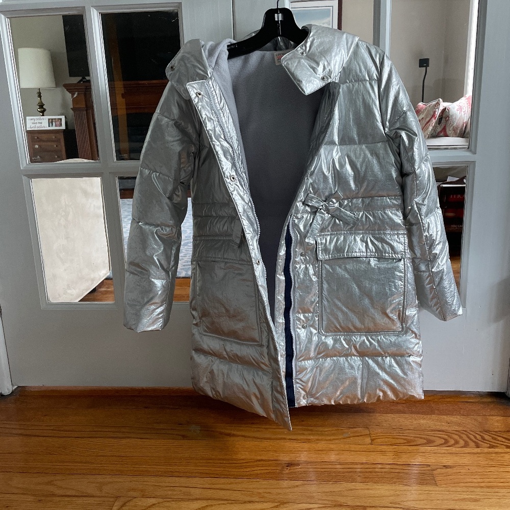Silver long puffer coat
